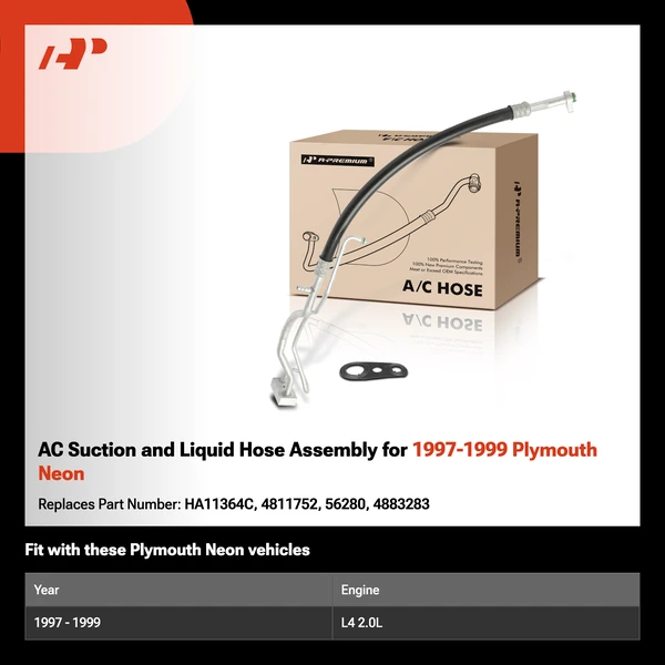 AC Suction and Liquid Hose Assembly for 1997-1999 Plymouth Neon
