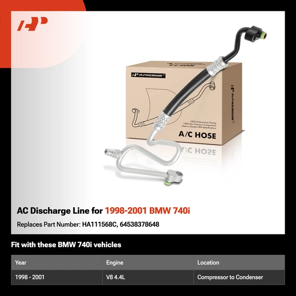 AC Discharge Line for 1998-2001 BMW 740i