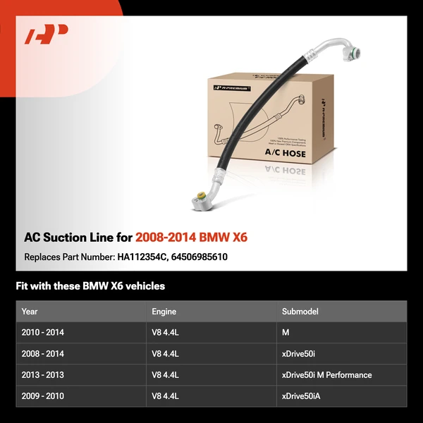 AC Suction Line for 2008-2014 BMW X6