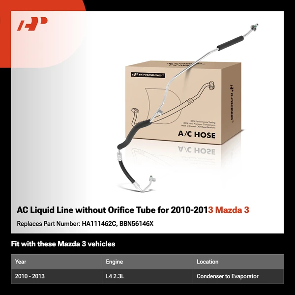 AC Liquid Line without Orifice Tube for 2010-2013 Mazda 3