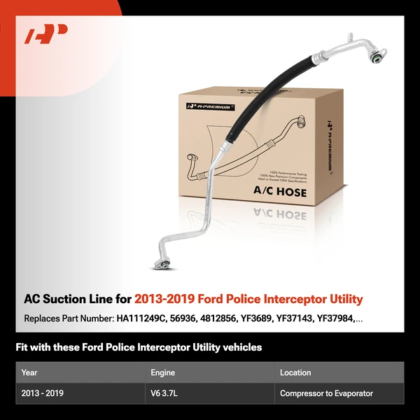 AC Suction Line for 2013-2019 Ford Police Interceptor Utility