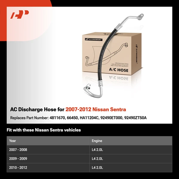 AC Discharge Hose for 2007-2012 Nissan Sentra