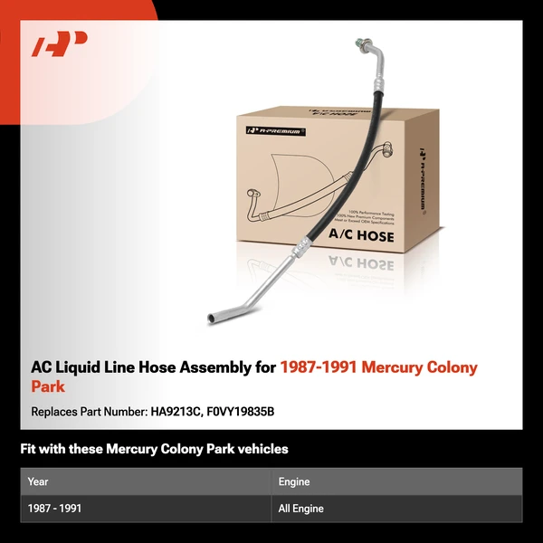 AC Liquid Line Hose Assembly for 1987-1991 Mercury Colony Park