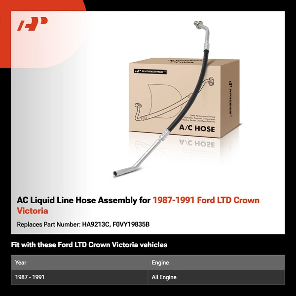 AC Liquid Line Hose Assembly for 1987-1991 Ford LTD Crown Victoria