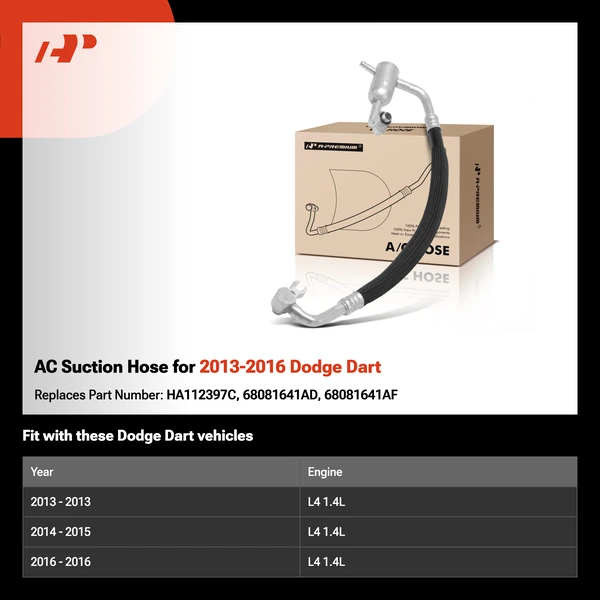 AC Suction Hose for 2013-2016 Dodge Dart
