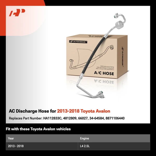 AC Discharge Hose for 2013-2018 Toyota Avalon