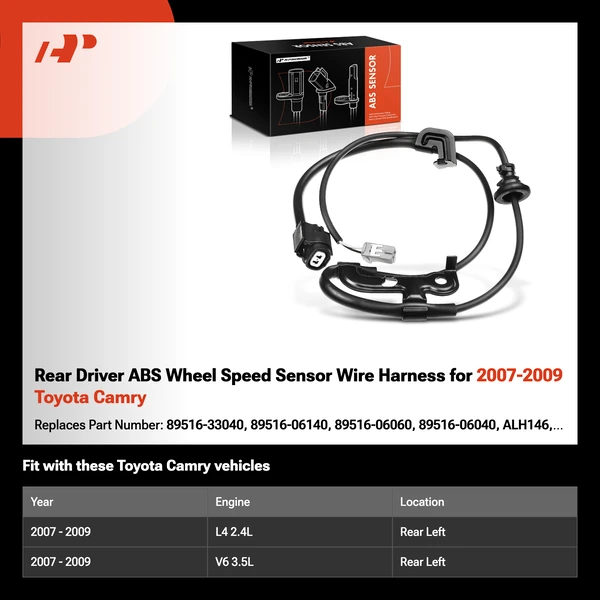 Rear Driver ABS Wheel Speed Sensor Wire Harness for 2007-2009 Toyota Camry