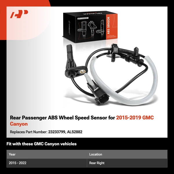 Rear Passenger ABS Wheel Speed Sensor for 2015-2019 GMC Canyon