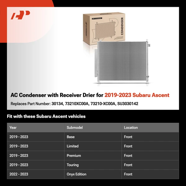 AC Condenser with Receiver Drier for 2019-2023 Subaru Ascent