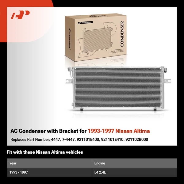 AC Condenser with Bracket for 1993-1997 Nissan Altima