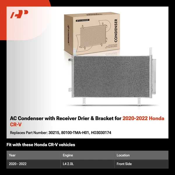 AC Condenser with Receiver Drier & Bracket for 2020-2022 Honda CR-V