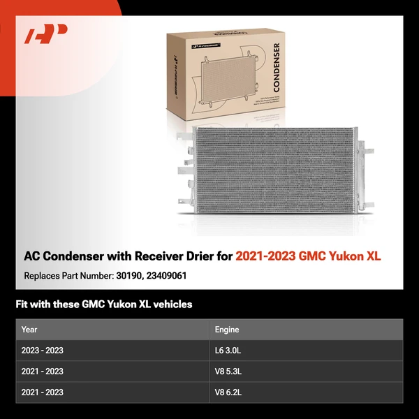 AC Condenser with Receiver Drier for 2021-2023 GMC Yukon XL