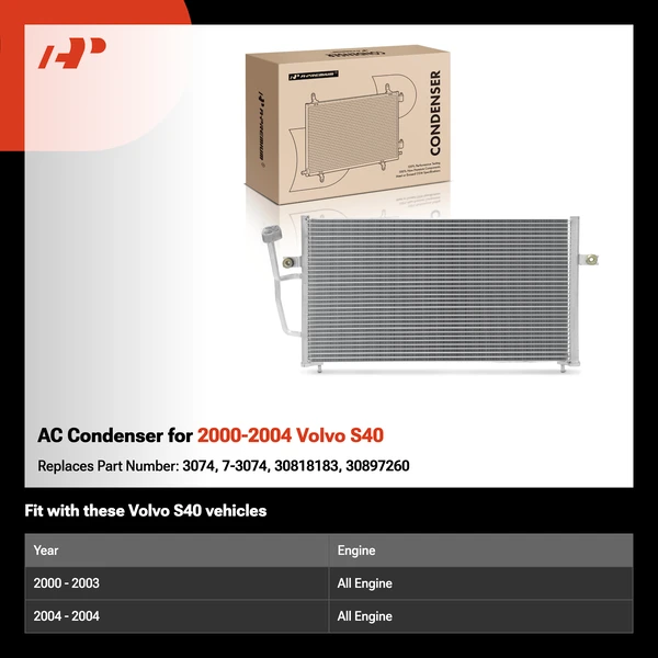 AC Condenser for 2000-2004 Volvo S40