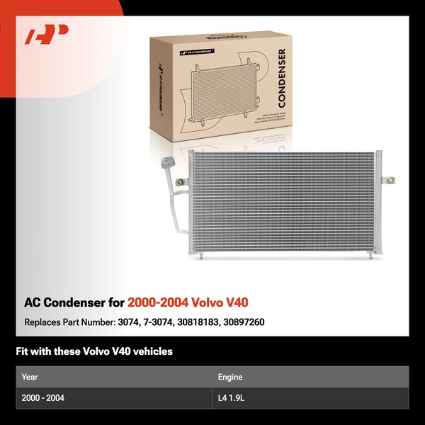 AC Condenser for 2000-2004 Volvo V40