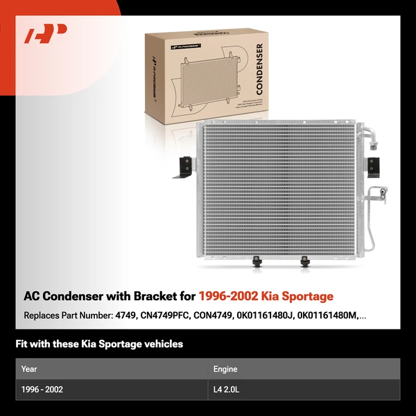 AC Condenser with Bracket for 1996-2002 Kia Sportage