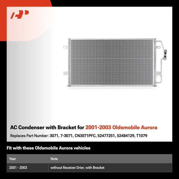 AC Condenser with Bracket for 2001-2003 Oldsmobile Aurora