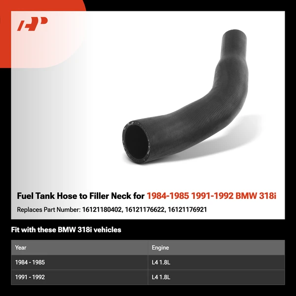 Fuel Tank Hose to Filler Neck for 1984-1985 1991-1992 BMW 318i