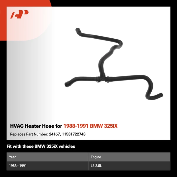 HVAC Heater Hose for 1988-1991 BMW 325iX