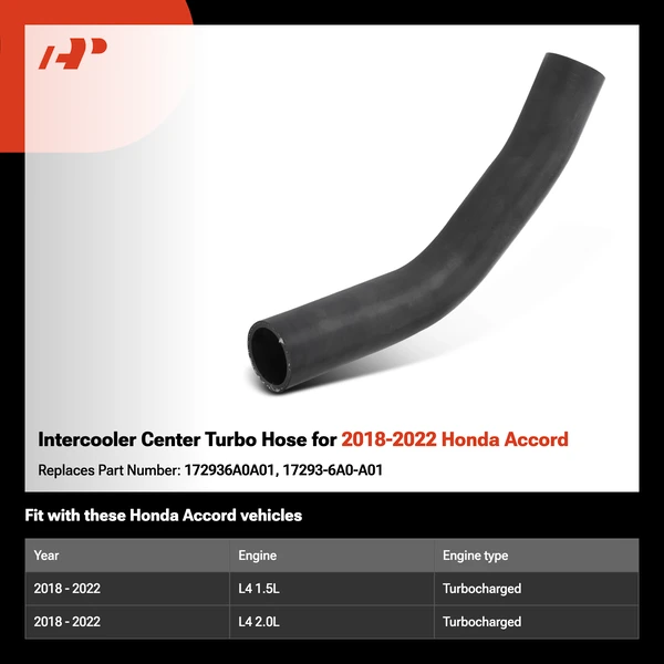 Intercooler Center Turbo Hose for 2018-2022 Honda Accord
