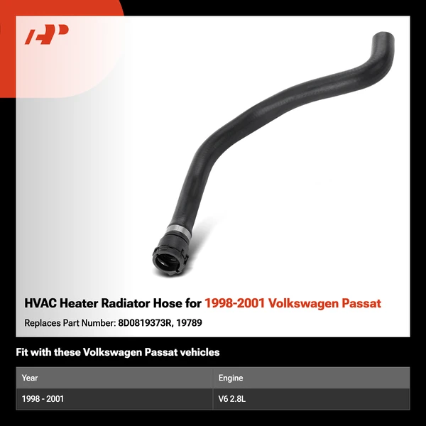 HVAC Heater Radiator Hose for 1998-2001 Volkswagen Passat