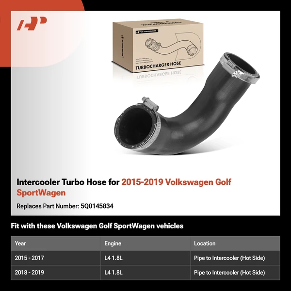 Intercooler Turbo Hose for 2015-2019 Volkswagen Golf SportWagen