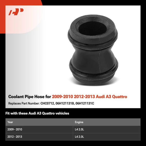 Coolant Pipe Hose for 2009-2010 2012-2013 Audi A3 Quattro