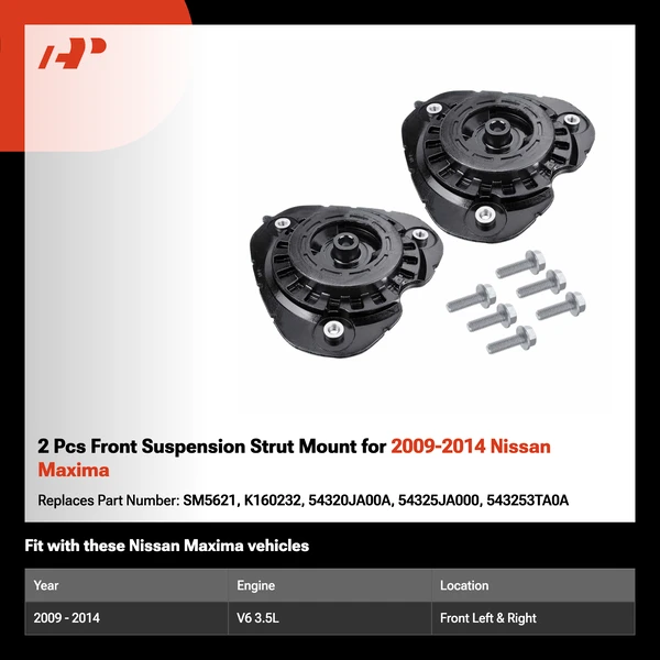 2 Pcs Front Suspension Strut Mount for 2009-2014 Nissan Maxima