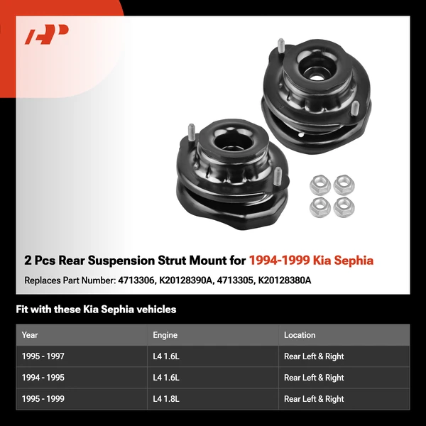 2 Pcs Rear Suspension Strut Mount for 1994-1999 Kia Sephia