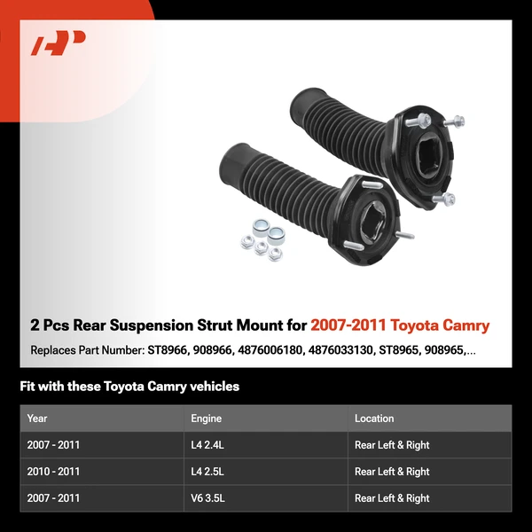2 Pcs Rear Suspension Strut Mount for 2007-2011 Toyota Camry