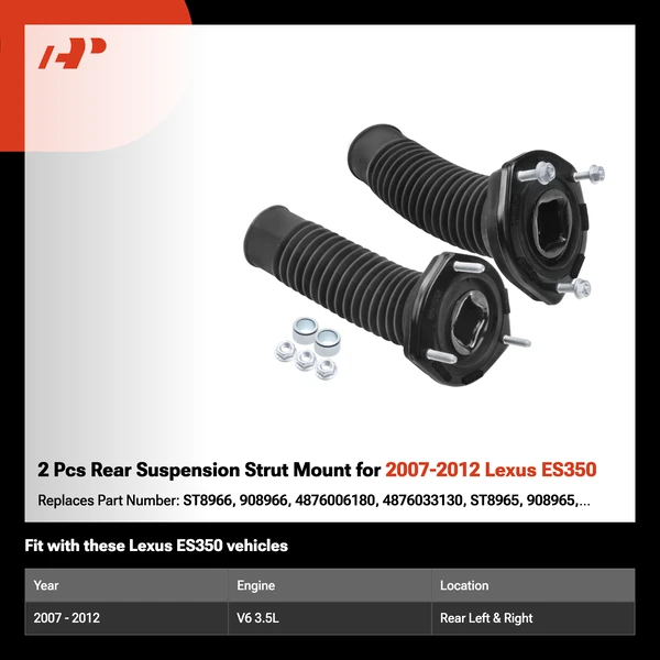 2 Pcs Rear Suspension Strut Mount for 2007-2012 Lexus ES350