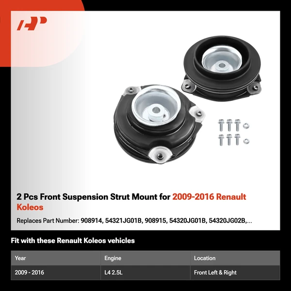 2 Pcs Front Suspension Strut Mount for 2009-2016 Renault Koleos