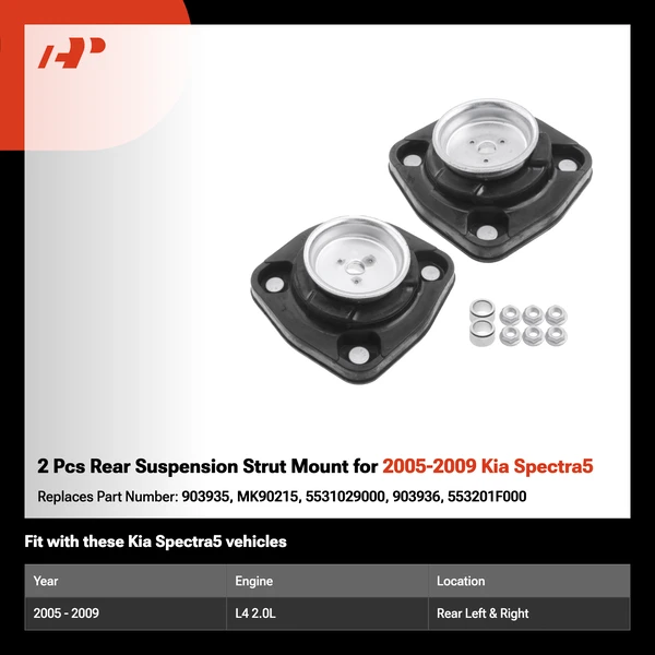 2 Pcs Rear Suspension Strut Mount for 2005-2009 Kia Spectra5