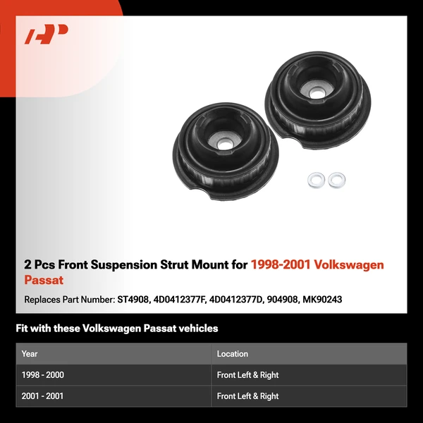 2 Pcs Front Suspension Strut Mount for 1998-2001 Volkswagen Passat