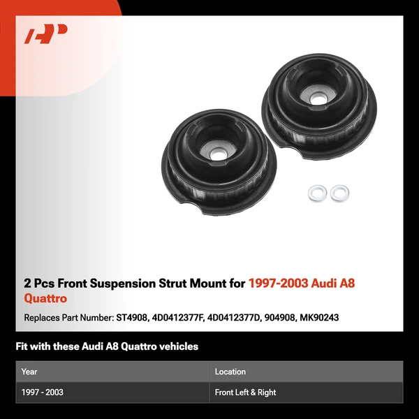 2 Pcs Front Suspension Strut Mount for 1997-2003 Audi A8 Quattro
