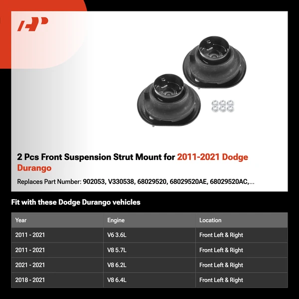 2 Pcs Front Suspension Strut Mount for 2011-2021 Dodge Durango