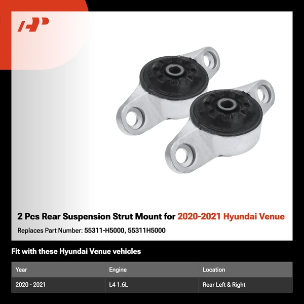 2 Pcs Rear Suspension Strut Mount for 2020-2021 Hyundai Venue