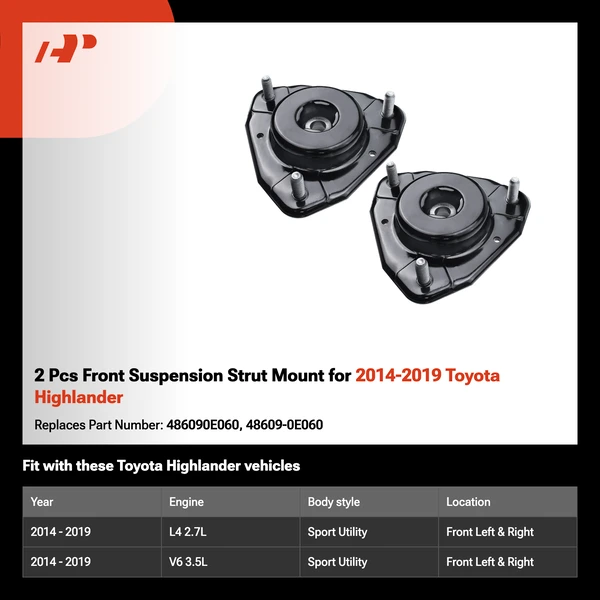 2 Pcs Front Suspension Strut Mount for 2014-2019 Toyota Highlander
