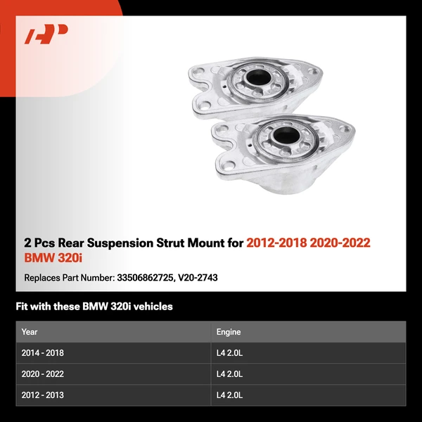 2 Pcs Rear Suspension Strut Mount for 2012-2018 2020-2022 BMW 320i
