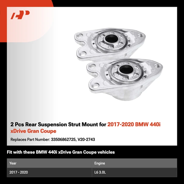 2 Pcs Rear Suspension Strut Mount for 2017-2020 BMW 440i xDrive Gran Coupe