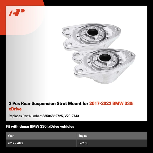 2 Pcs Rear Suspension Strut Mount for 2017-2022 BMW 330i xDrive