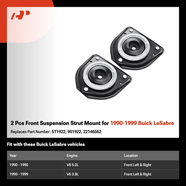 2 Pcs Front Suspension Strut Mount for 1990-1999 Buick LeSabre