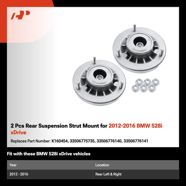 2 Pcs Rear Suspension Strut Mount for 2012-2016 BMW 528i xDrive
