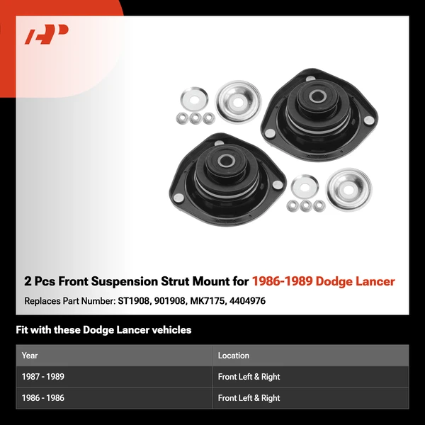 2 Pcs Front Suspension Strut Mount for 1986-1989 Dodge Lancer