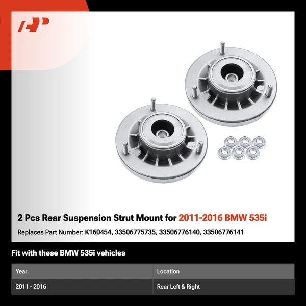 2 Pcs Rear Suspension Strut Mount for 2011-2016 BMW 535i