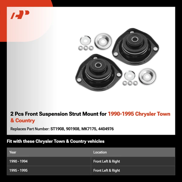 2 Pcs Front Suspension Strut Mount for 1990-1995 Chrysler Town & Country