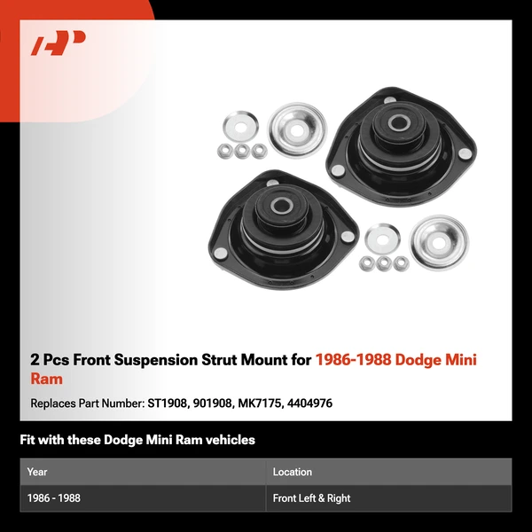 2 Pcs Front Suspension Strut Mount for 1986-1988 Dodge Mini Ram
