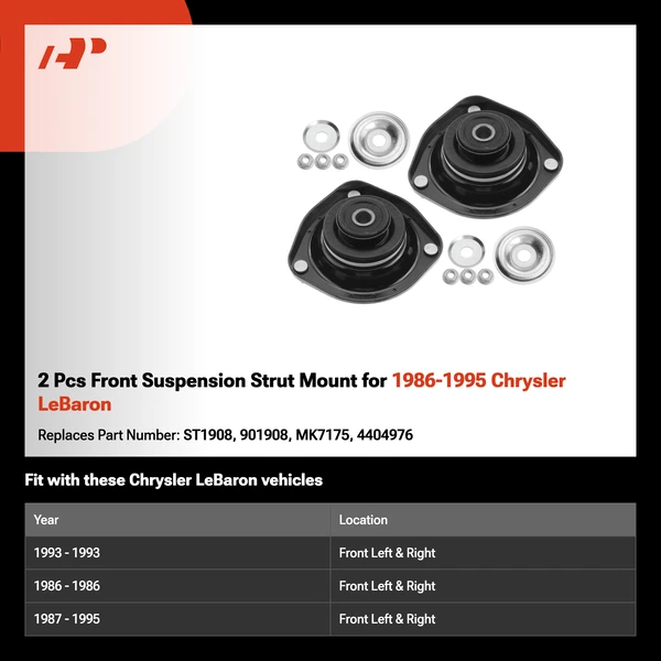 2 Pcs Front Suspension Strut Mount for 1986-1995 Chrysler LeBaron
