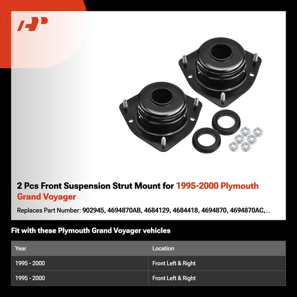 2 Pcs Front Suspension Strut Mount for 1995-2000 Plymouth Grand Voyager