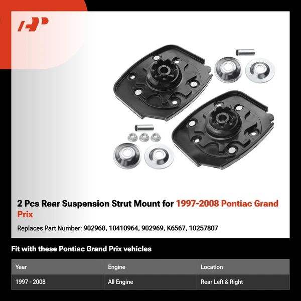 2 Pcs Rear Suspension Strut Mount for 1997-2008 Pontiac Grand Prix