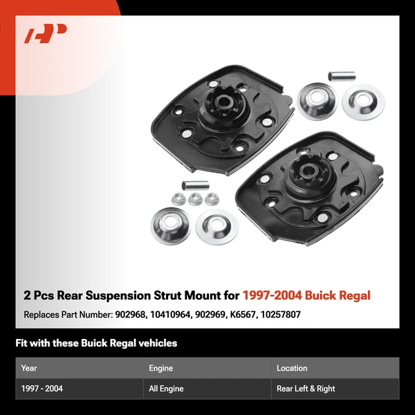 2 Pcs Rear Suspension Strut Mount for 1997-2004 Buick Regal
